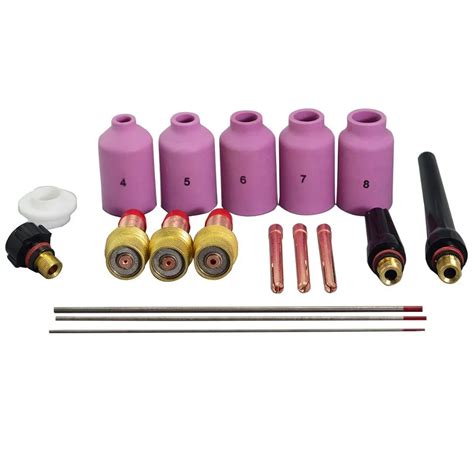 Tig Consumables Nozzle Gas Lens Collet Body Back Cap Kit Thoriated