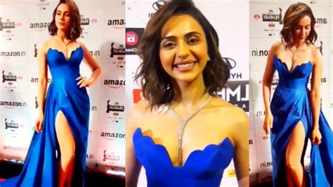 Rakul Preet Singh Looks Mesmerized In Blue Thigh High Slit Dress At Th Filmfare Awards