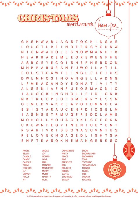 One Lovely Day Free Christmas Word Search Printable Word Search