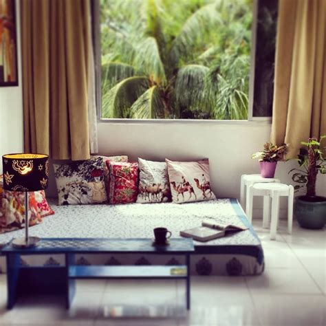 And the formula for what makes a pouf is so simple and adaptable — a fabric case around a variably soft core — that it lends itself well to being made from scratch. Beautiful printed cushions well arranged on low seating, perfect reading … | Floor seating ...