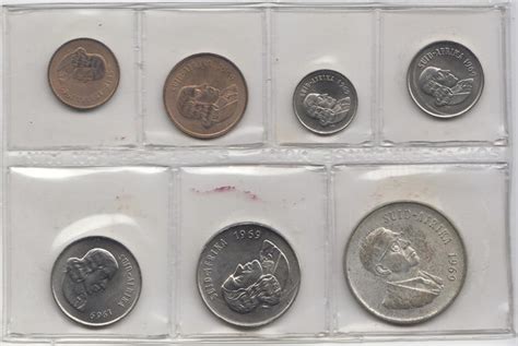 Lot South Africa 1969 Mint Set 7 Coins Including A Silver 0800 Rand