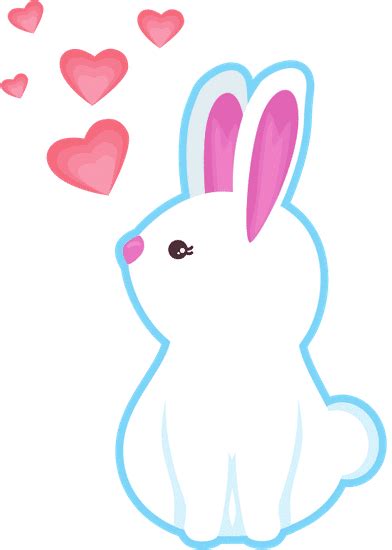 Cute Rabbit With Hearts Love 素材 Canva可画