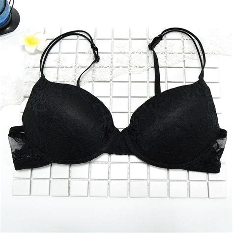 Lingerie Women Sexy Underwire Padded Push Up Embroidery Lace Bra 32 34