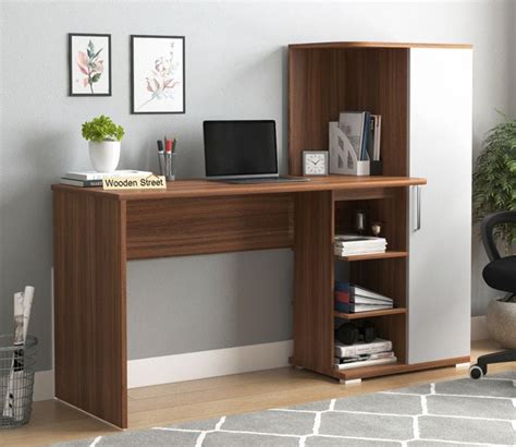 Buy Stanis Engineered Wood Study Table With Frosty White Door Cabinet