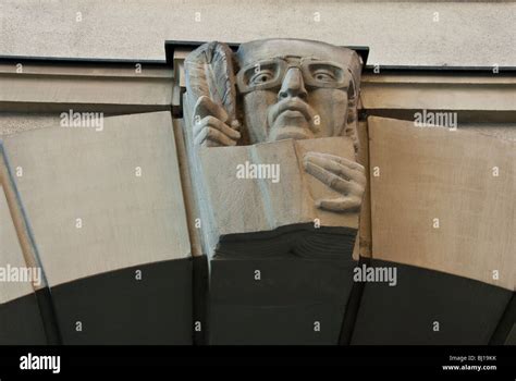 Keystone or stone building sculpture on the City Hall and Grafeneckart