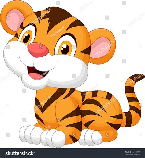Cute Baby Tiger Cartoon Stock Vector Illustration 184153157 Shutterstock