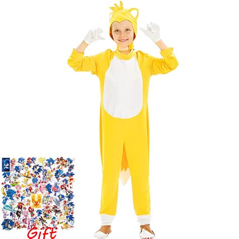 Buy Kids Sonic Hedgehog Costume Cartoon Tails Jumpsuit Cosplay