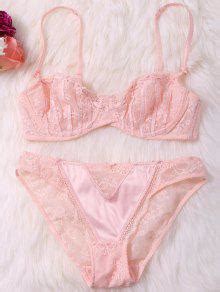 Off Sheer Lace Bra And Panty Lingeries Set In Pinkbeige Zaful