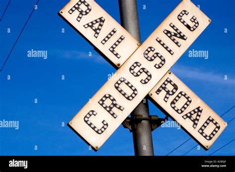 Railroad Crossing Sign Horizontal Stock Photo Alamy