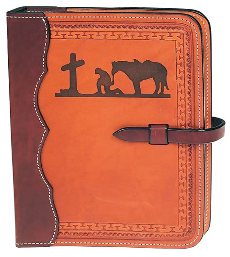 Western Style Personalized Tooled Leather Bible Cover Leather Bible
