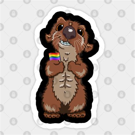 Gay Lgbtq Pride Cute Otter With Rainbow Pride Flag Gay Otter