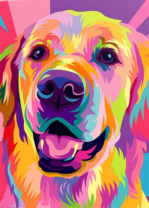 ️colorful Golden Retriever Painting Free Download
