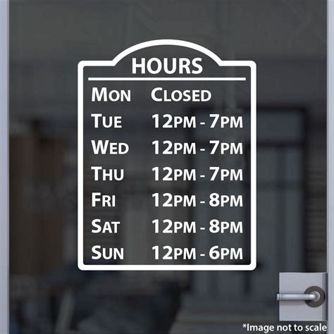 Hours Sign Custom Business Office Shop