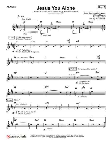 Jesus You Alone Acoustic Guitar Sheet Music PDF Highlands Worship PraiseCharts