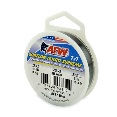 Afw Surflon Micro Supreme Nylon Coated 7x7 Stainless Steel Leader