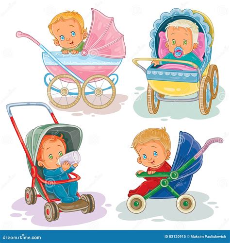 Kinder Einem Kinderwagen Stock Illustrationen Vektoren And Kliparts
