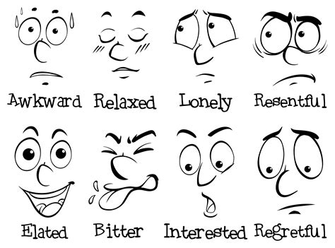 Facial Expressions With Words 368856 Vector Art At Vecteezy