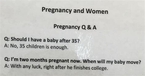 This Brutally Honest Pregnancy Faq Sign On Obgyns Wall Will Make You