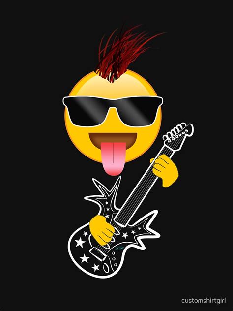 Emoji Punk Rock Guitar Player With Mohawk T Shirt By Customshirtgirl