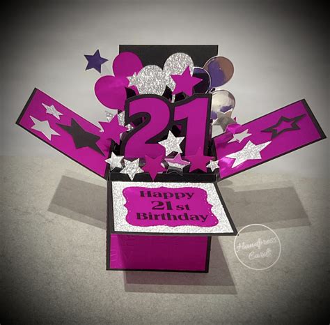 Pink Age Birthday Pop Up Box Handpress Cards Australia