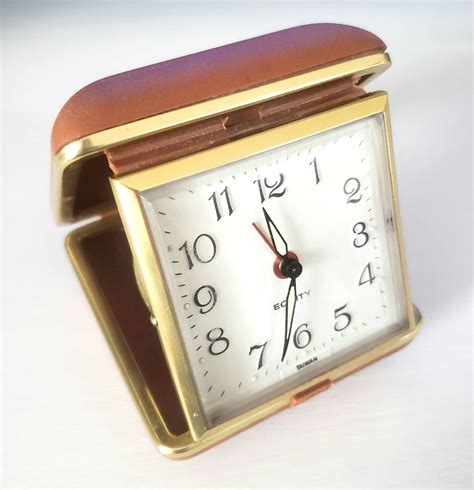 Equity Vintage 60s Wind Up Travel Alarm Clock Brown Etsy Canada