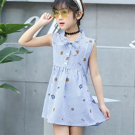 Beigele Kids Dress For Girls 2018 Summer Sleeveless Dress Sweet Printed