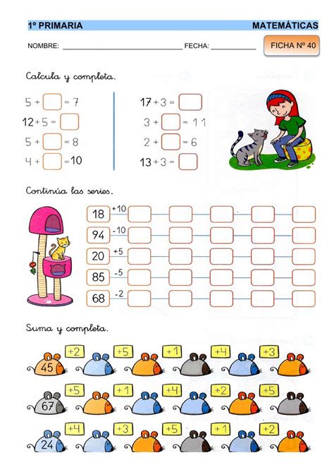 Matemáticas 1º Ficha 40 Ficha Interactiva Kindergarten Math