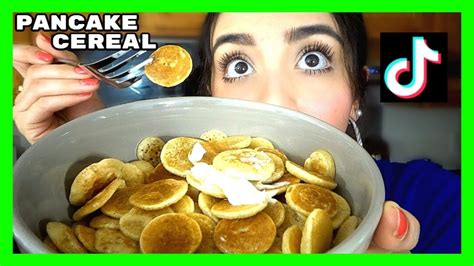 I Made Pancake Cereal Tik Tok Pancake Cereal Trend Youtube