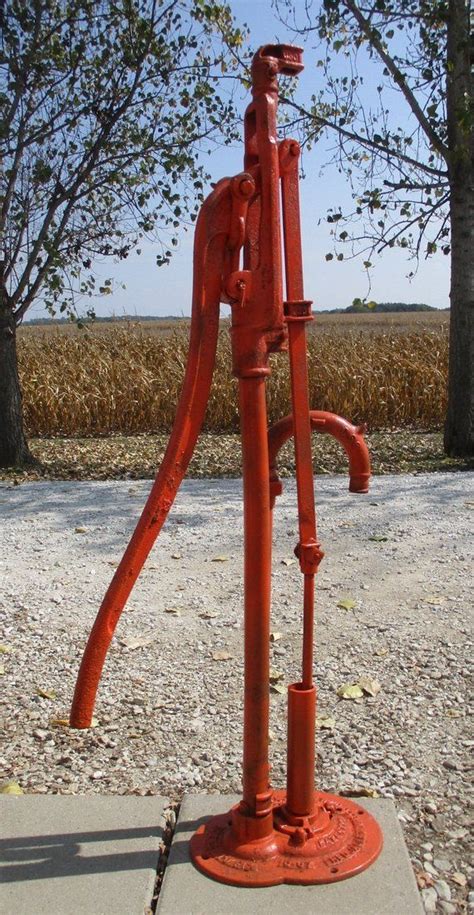 Well Water Pump Cast Iron Cistern Pitcher Windmill Garden Rustic Red