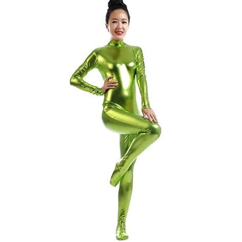 Women Dance Bodysuit Shinny Spandex Unitards Full Body Skin Tight