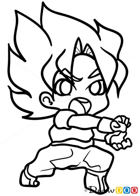 Sketch an oval shape head. How to Draw Goku from DBZ, Chibi
