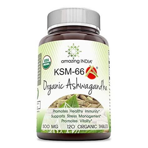 Amazing India Organic Ashwagandha Dietary Supplement With Ksm 66