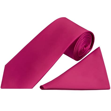 Fuchsia Pink Satin Tie And Handkerchief