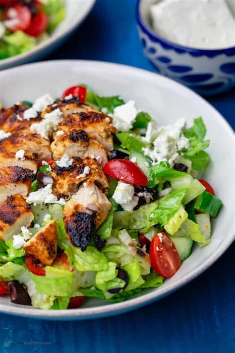 Greek Grilled Chicken Salad W Greek Dressing The Mediterranean Dish