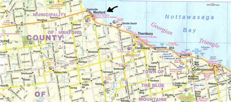 Area Map Of Meaford Ontario Located On Georgian Bay