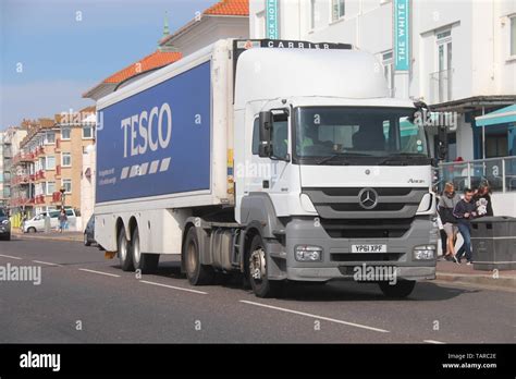 A Tesco Mercedes Benz Delivery Truck Stock Photo Alamy
