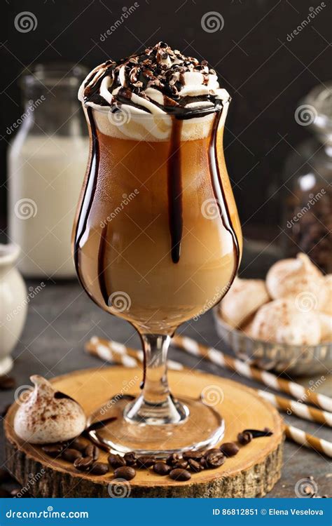 Iced Coffee With Whipped Cream Stock Image Image Of Cafe Brown 86812851