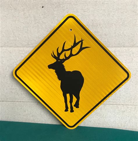 An Authentic 24 Elk Crossing Warning Road Sign Nos Pa Etsy