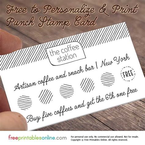 this free personalized loyalty punch card utilises a simple hand sketched design that makes it