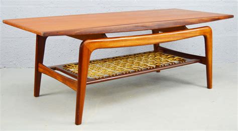 Danish modern style convertible coffee or dining table, sweden, circa 1950s. Mid-Century teak and cord Danish coffee table - 1960s ...
