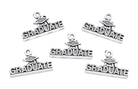 Graduate Antique Silver Tone Charmlot Of Fivegraduation Charms