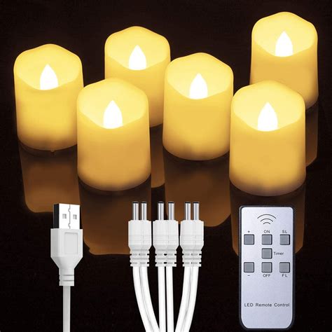 Homemory 6 PCS Rechargeable Flameless Tealights Votive Candles With