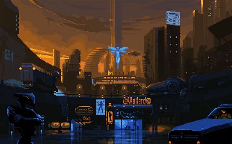 An Image Of A City At Night In The Style Of Retro Video Game Pixel Art