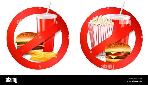 Two Fast Food Danger Labels Stock Photo Alamy
