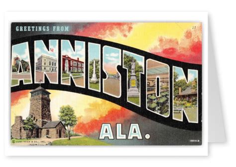 Anniston Alabama Large Letter Greetings Vintage And Antique Postcards 🗺