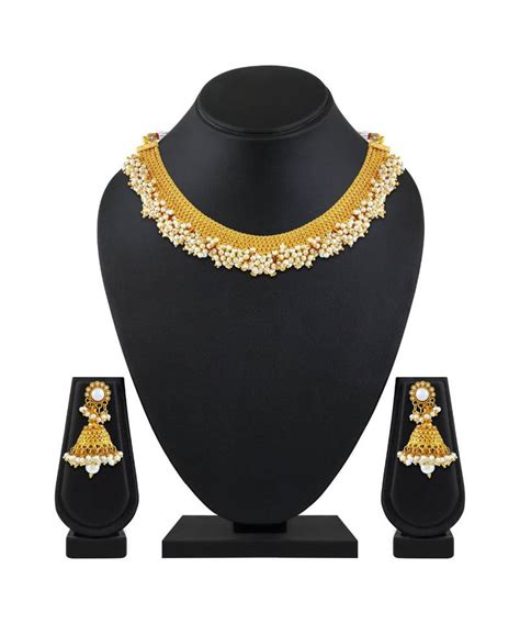 asmitta exquitely gold plated choker style necklace set for women