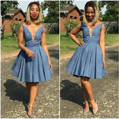blue african print seshoeshoe shweshwe dress dresses