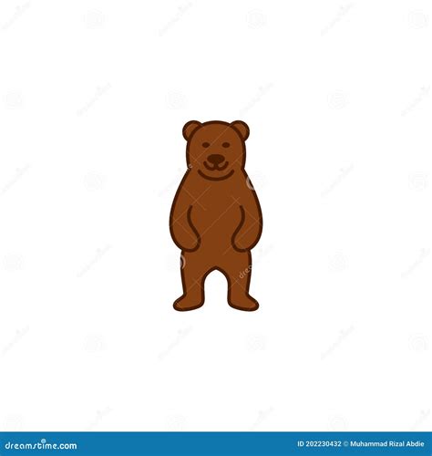 Standing Brown Grizzly Bear Logo Mascot Icon Simple Illustration Stock