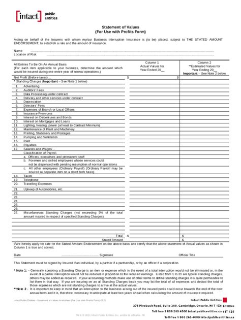 Statement Of Values For Use With Profits 1202 Doc Template Pdffiller