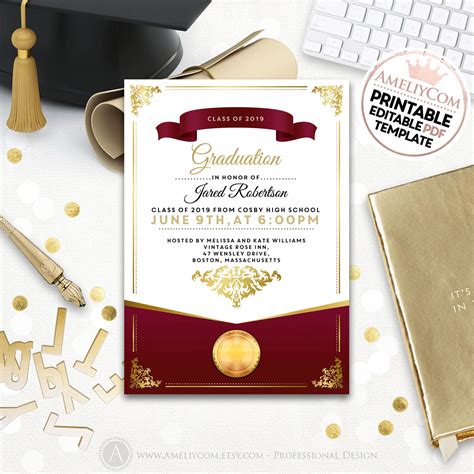 Cool Downloadable Blank Graduation Invitation Template Beauty News